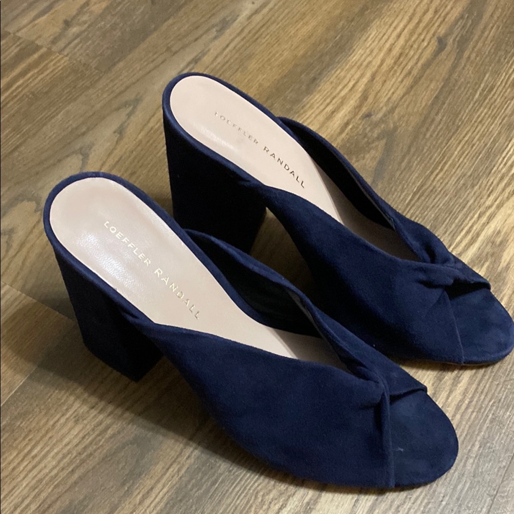 Loeffler Randall Blue Mules with Suede Finish